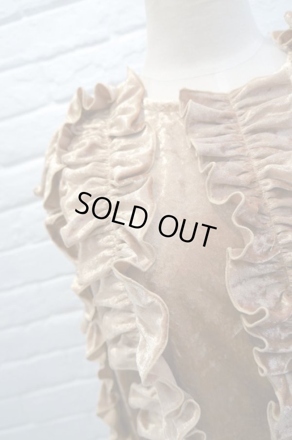 画像4: SIIILON (シーロン）  Azteca ベロアフリルトップス　beige (4)