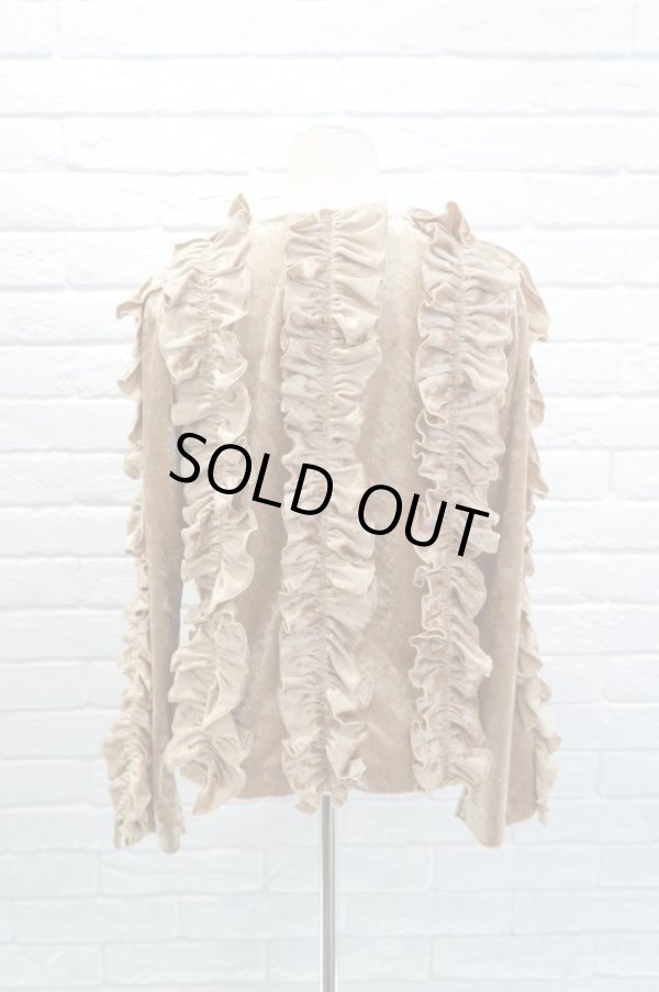 画像3: SIIILON (シーロン）  Azteca ベロアフリルトップス　beige (3)