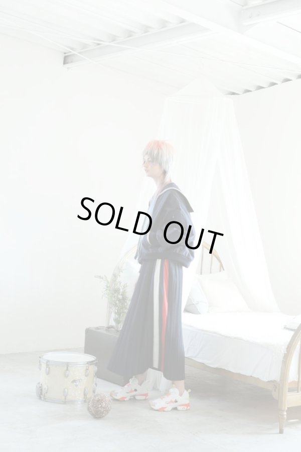 画像1: bedsidadrama（ベッドサイドドラマ）  プリーツラインスカート　NAVY (1)
