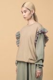 画像1: NON TOKYO (ノントーキョー ）　FRILL NO SLEEVE  BEIGE x M.GREEN (1)