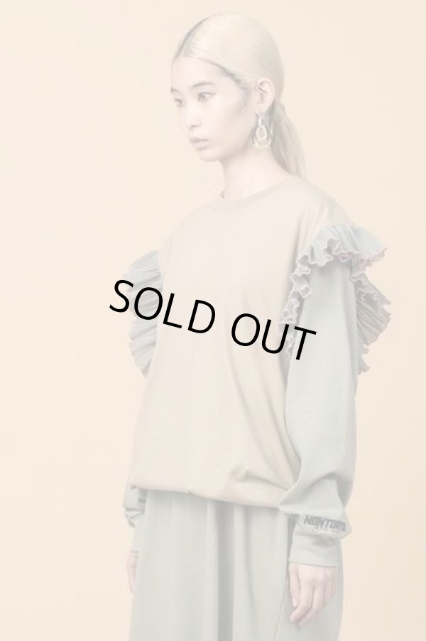 画像1: NON TOKYO (ノントーキョー ）　FRILL NO SLEEVE  BEIGE x M.GREEN (1)