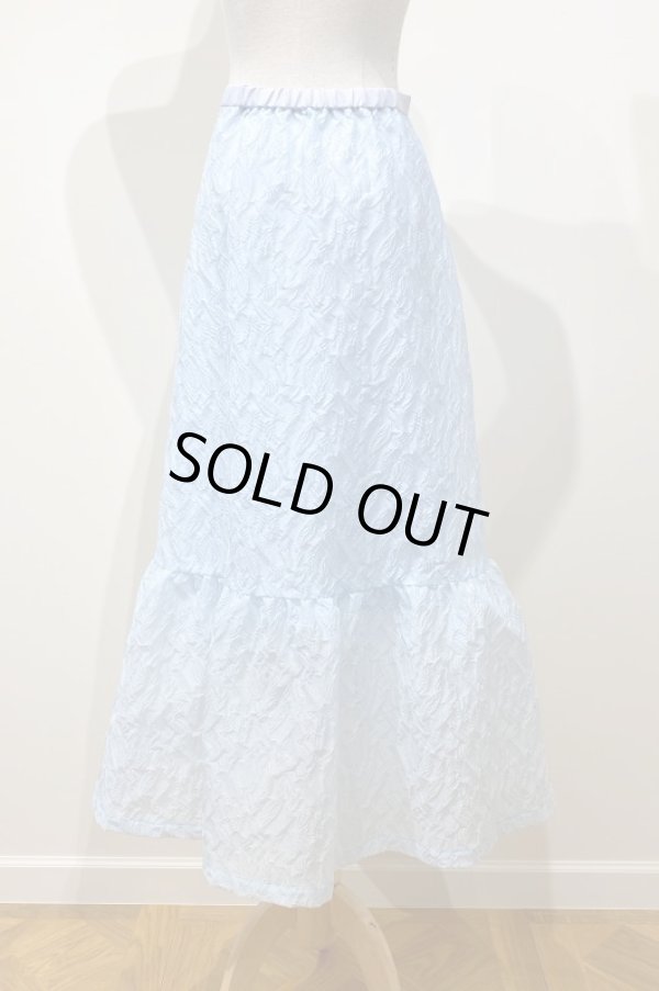 画像2: LOKITHO BOTANICAL EMBOSS SKIRT BLUE (ギャラハモオリジナル） (2)