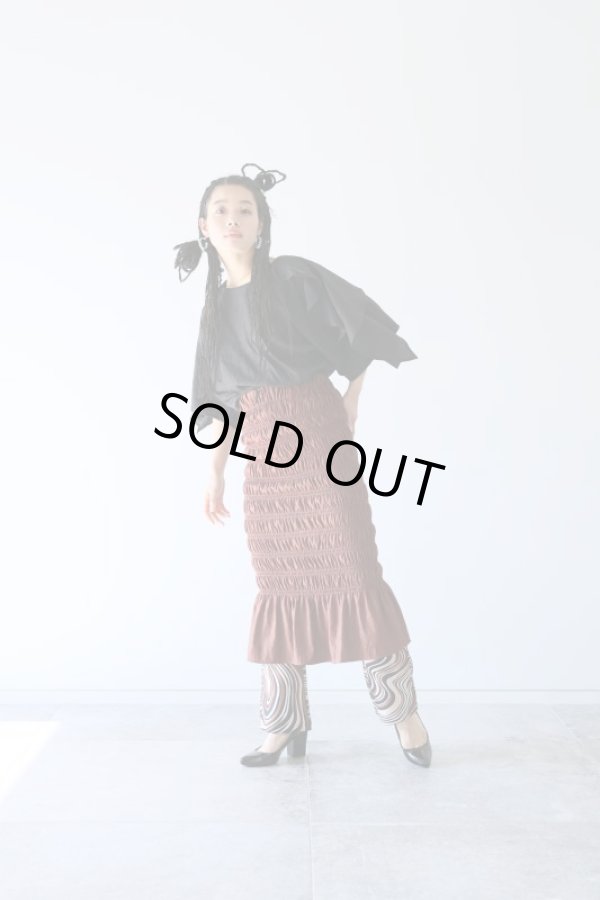 画像3: youmolaugh (ユーモラフ)シャンブレーシャーリングスカート  brown (3)