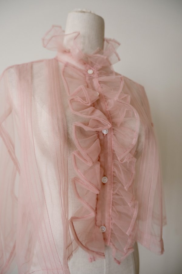 画像2: MIKIOSAKABE Sheer Frill Blouse Baby Pink (2)