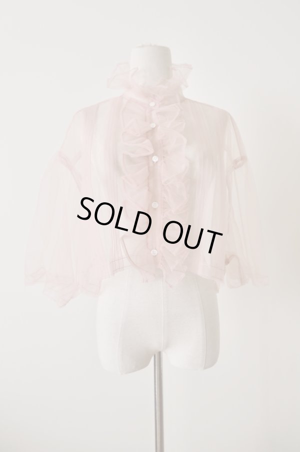 画像1: MIKIOSAKABE　Sheer Frill Blouse Baby Pink (1)