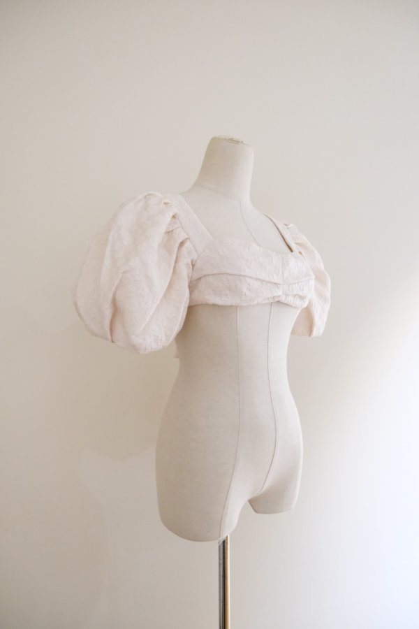 画像2: DECO depuis 1985 (デコ ドゥピュイイチキューハチゴー) SILVER FOIL JAQUARD BRA TOPS white (2)