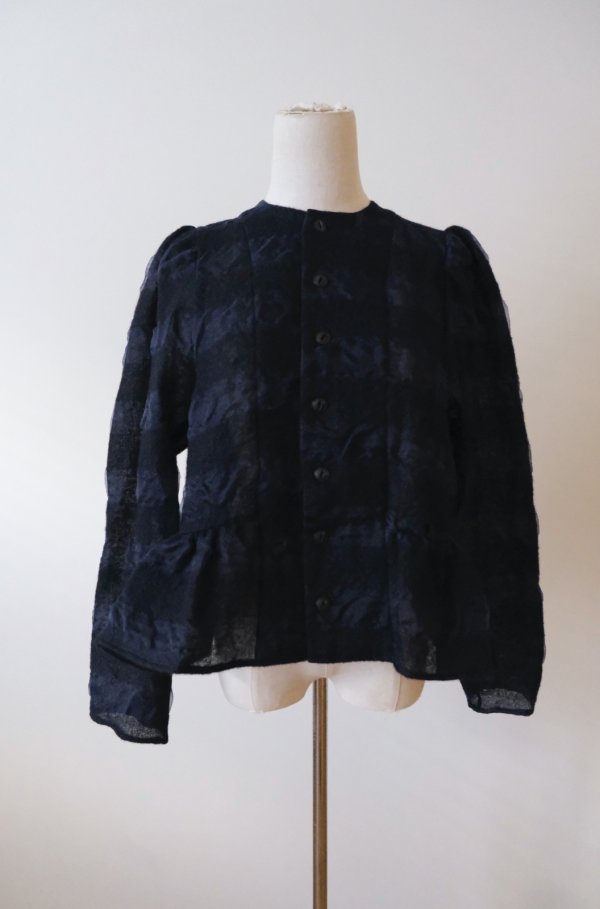 画像1: Yuumi ARIA BORDER CARDIGAN navy black (1)