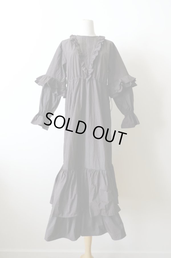 画像1: naokitomizuka (ナオキトミヅカ) Nylon ruffled dress brown (1)