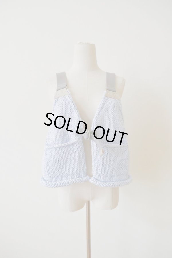 画像1: uca hand-knit hunting vest sax blue (1)