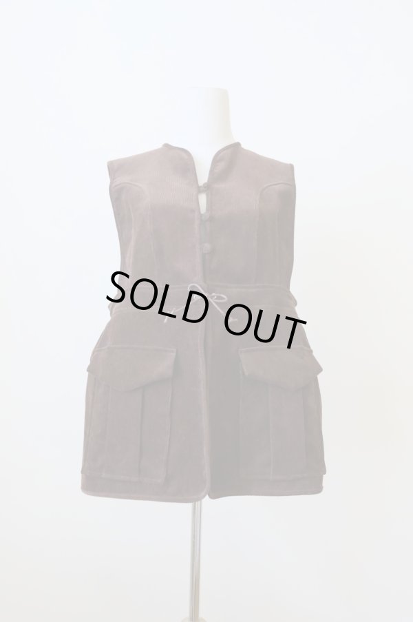 画像1: DECO depuis 1985  ORGANIC CORDUROY VEST BROWN (1)