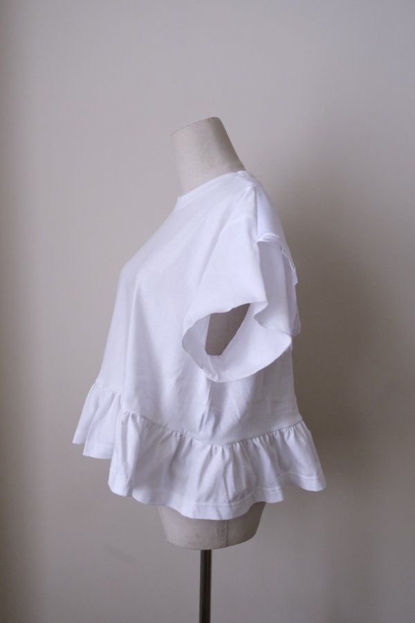 画像2: YuumiAria（ユウミアリア）EMB. Frill Tshirts white (2)