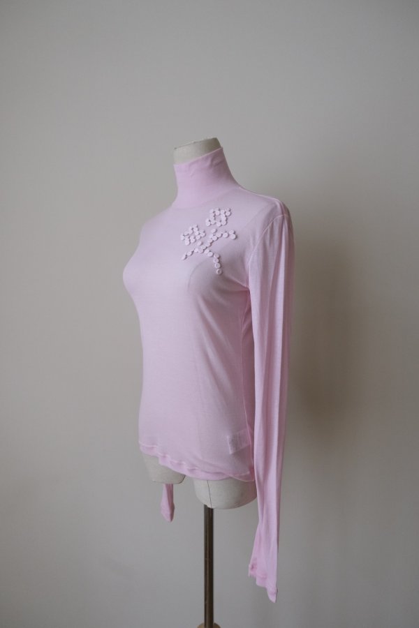 画像2: RIV NOBUHIKO (リブ ノブヒコ）CELIA HIGH NECK EMBROIDERY TOP pink (2)