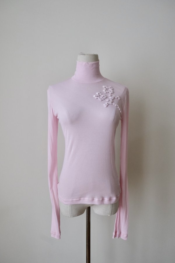 画像1: RIV NOBUHIKO (リブ ノブヒコ）CELIA HIGH NECK EMBROIDERY TOP pink (1)