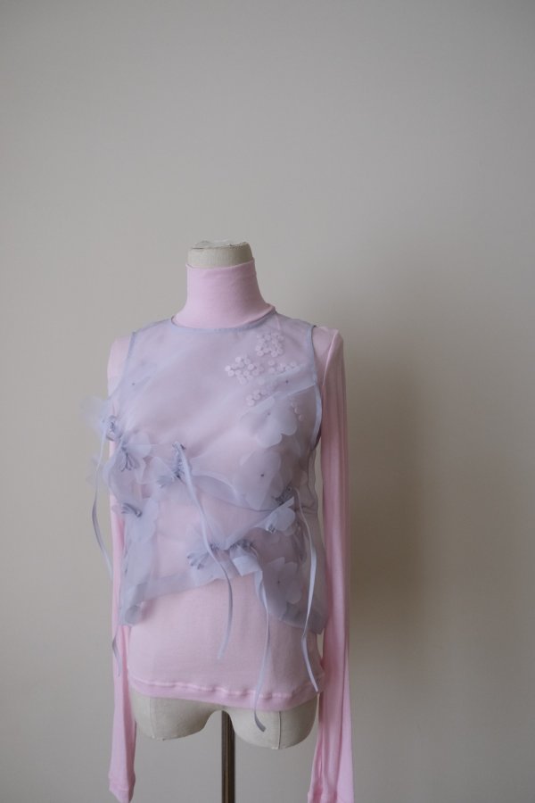 画像5: RIV NOBUHIKO (リブ ノブヒコ）CELIA HIGH NECK EMBROIDERY TOP pink (5)