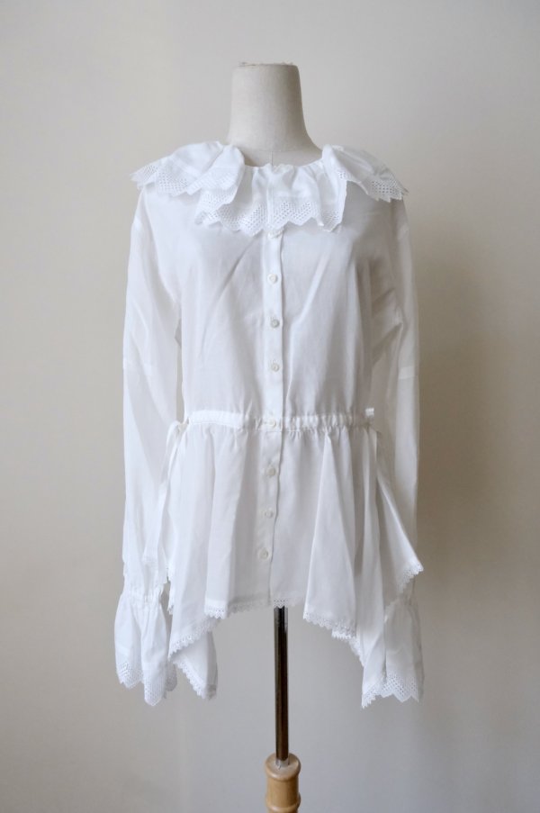 画像1: SIIILON DOMESTIC FRILL BLOUSE white (1)