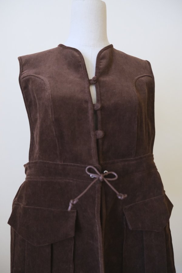 画像4: DECO depuis 1985  ORGANIC CORDUROY VEST BROWN (4)