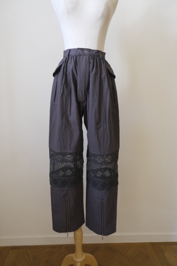 画像1: DECO depuis 1985  COTTON LINEN DYED HORSE CLOTH LACE PANTS sumikuro (1)