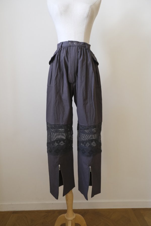 画像2: DECO depuis 1985  COTTON LINEN DYED HORSE CLOTH LACE PANTS sumikuro (2)