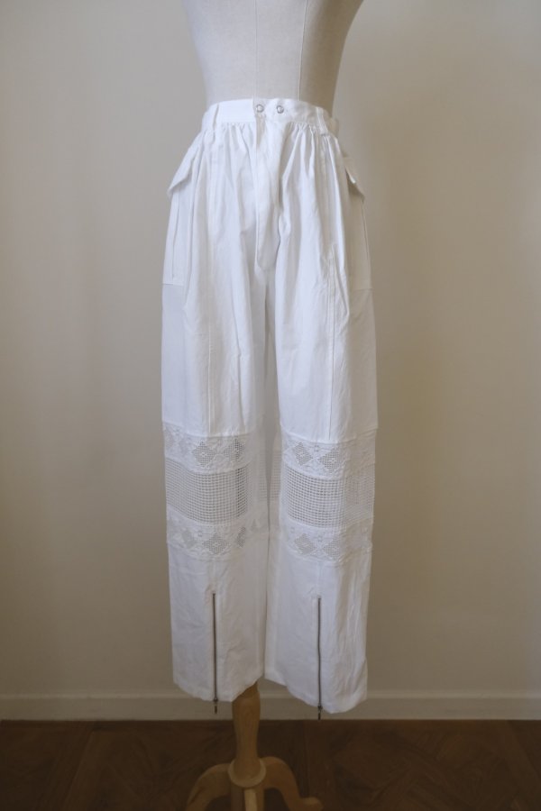 画像6: DECO depuis 1985  COTTON LINEN DYED HORSE CLOTH LACE PANTS white (6)