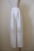画像1: DECO depuis 1985  COTTON LINEN DYED HORSE CLOTH LACE PANTS white (1)
