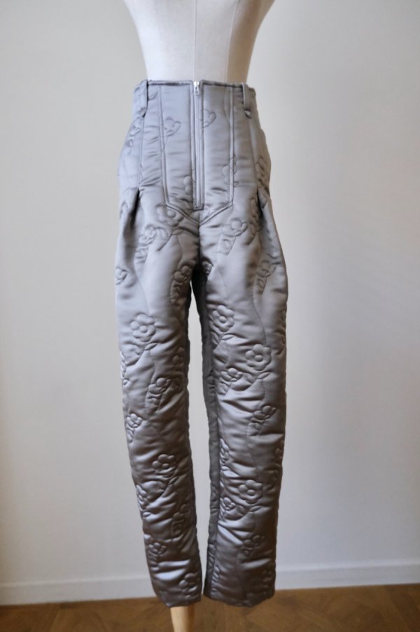 画像1: DECO FLOWER QUILT VEST PANT GRAY (1)