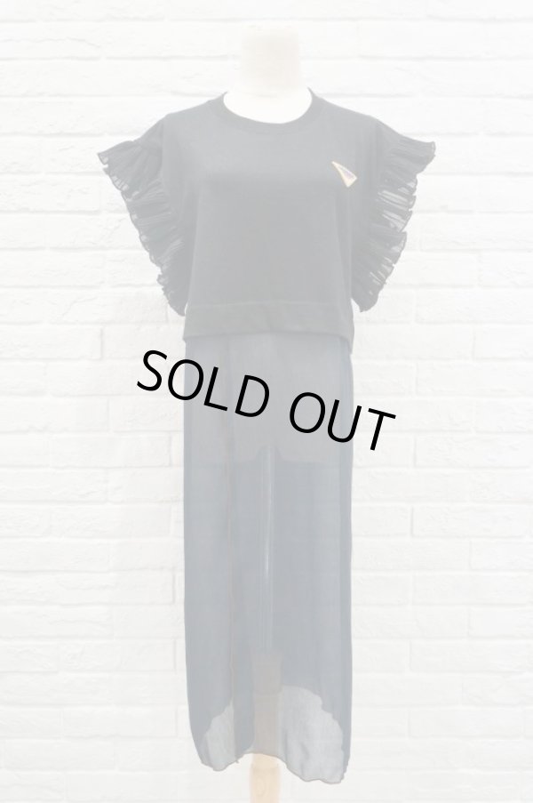 画像2: NON TOKYO (ノントーキョー ）FRILL NO SLEEVE ONE-PIECE BLACKxNAVY (2)