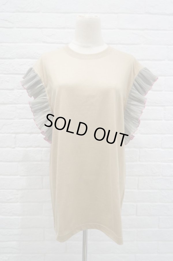 画像2: NON TOKYO (ノントーキョー ）　FRILL NO SLEEVE  BEIGE x M.GREEN (2)