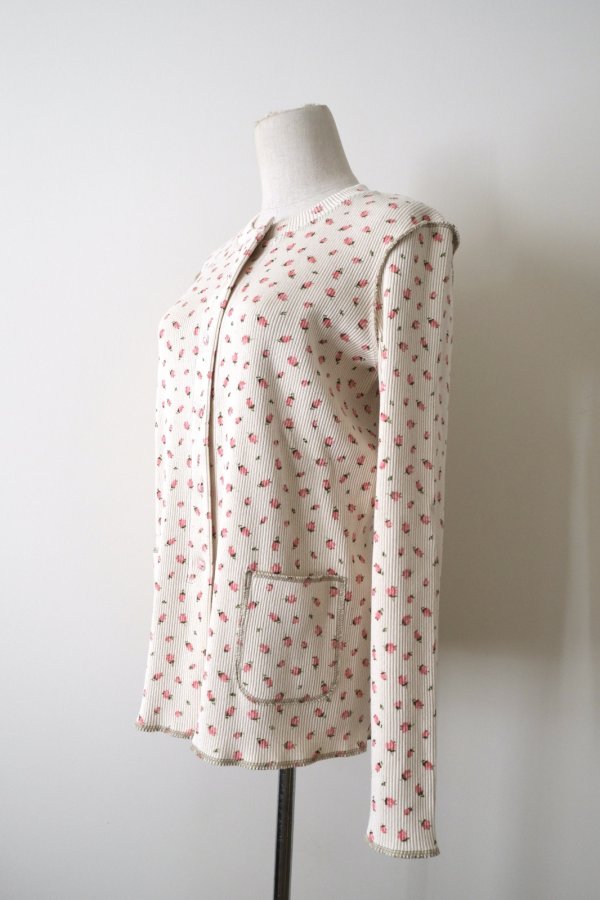 画像2: kéngo (ケンゴ) ”kobana ga saita” printed rib cardigan hot pink (2)