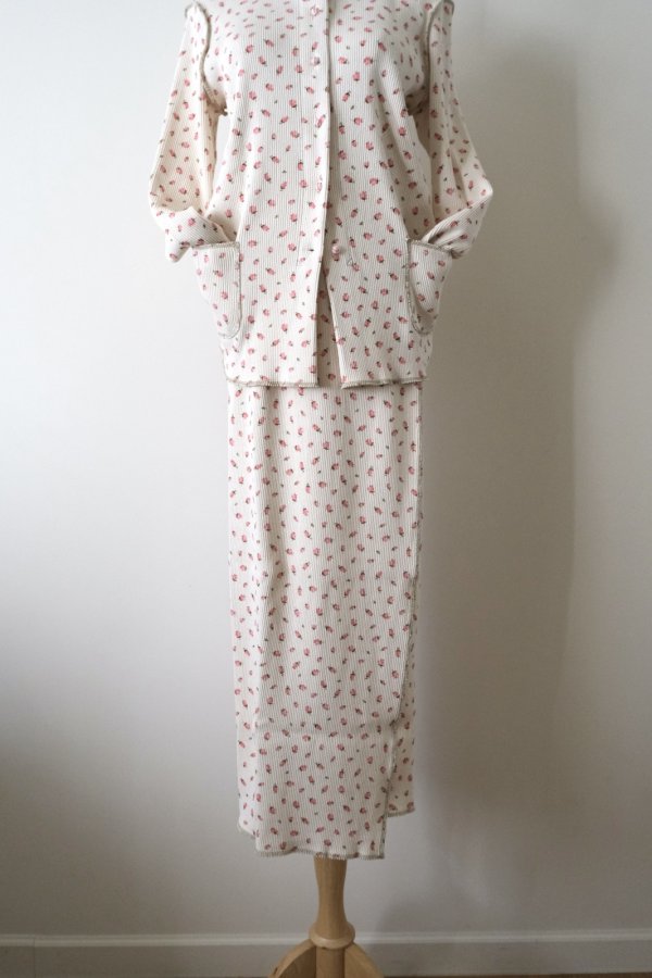 画像3: kéngo (ケンゴ) ”kobana ga saita” printed rib long skirt hot pink (3)