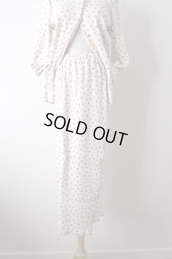 画像1: kéngo (ケンゴ) ”kobana ga saita” printed rib long skirt hot pink (1)