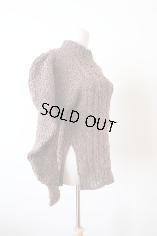 画像2: DECO depuis 1985 PUFF SLEEVE SLIT KNIT brown (2)