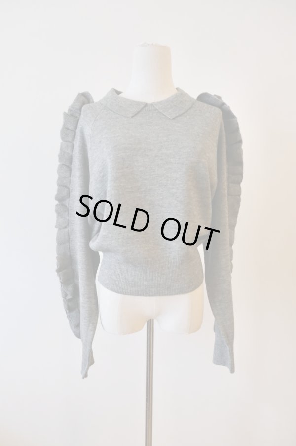 画像1: NON TOKYO RUFFLED SLEEVE KNIT grey (1)