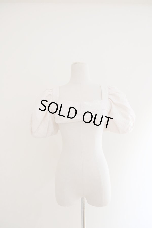 画像1: DECO depuis 1985 (デコ ドゥピュイイチキューハチゴー) SILVER FOIL JAQUARD BRA TOPS white (1)