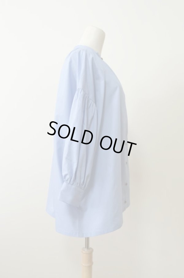 画像2: youmolaugh ギャザーネックNight シャツ blue (2)