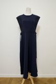 画像1: LOKITHO cord emb.long vest  navy × black (1)