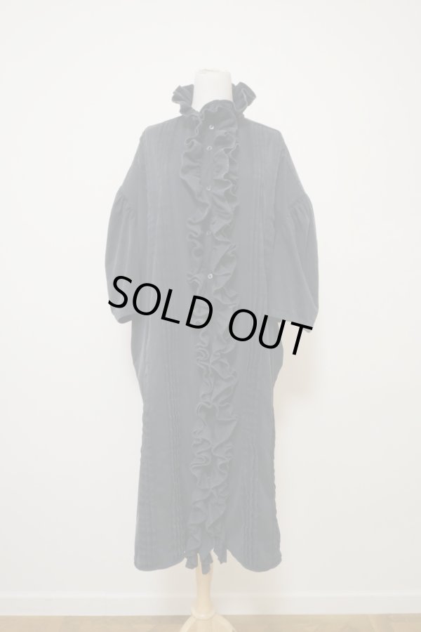 画像1: MIKIOSAKABE (ミキオサカベ) RUFFLE HALF SLEEVE LONG SHIRT black (1)