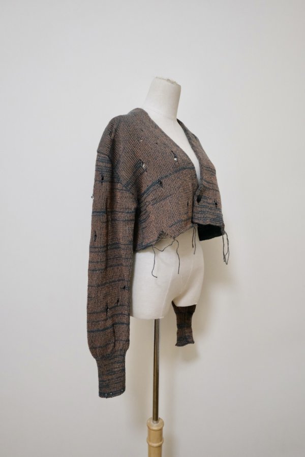 画像2: YuumiAria(ユウミアリア)mix knit cardigan khaki (2)