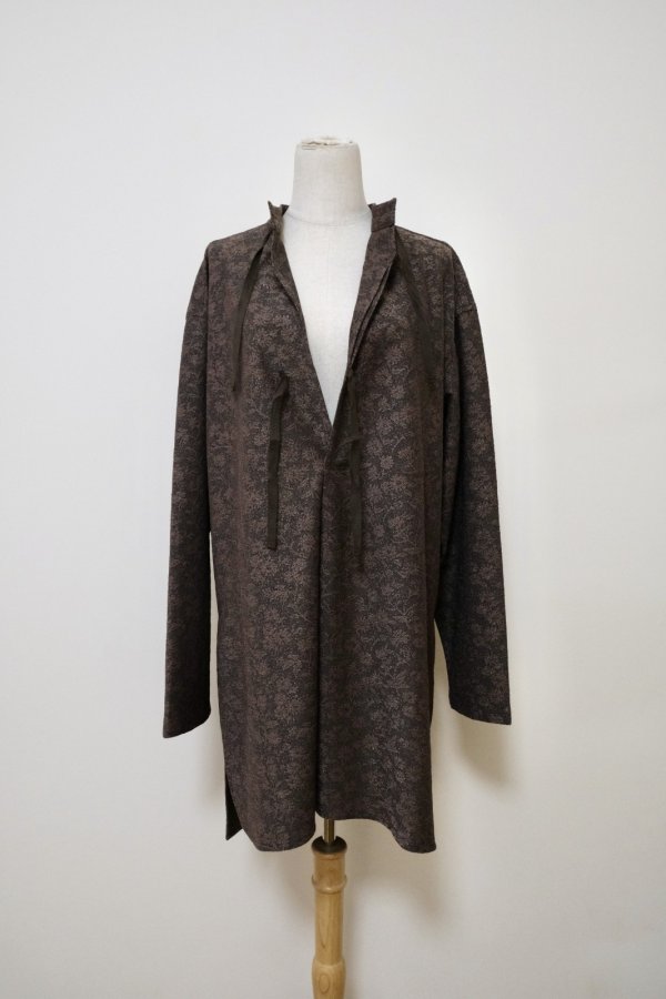 画像4: MERELY MADE( メアリーメイド)FLOWER JACQUARD LACE LONG SHIRTS / Burning Brown (4)