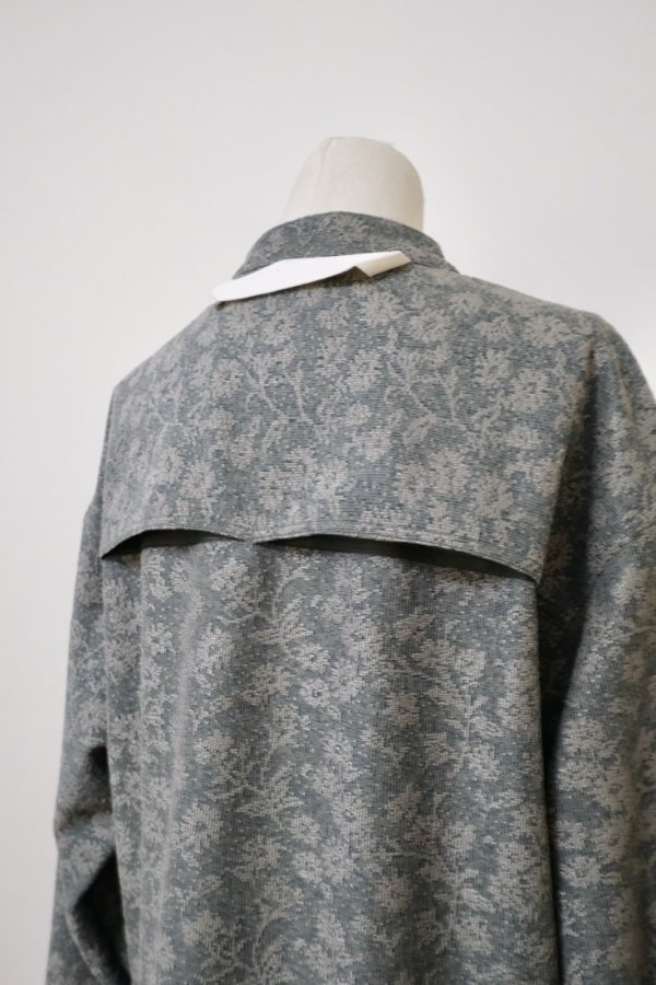 画像7: MERELY MADE( メアリーメイド)FLOWER JACQUARD LACE LONG SHIRTS / Forest Green (7)