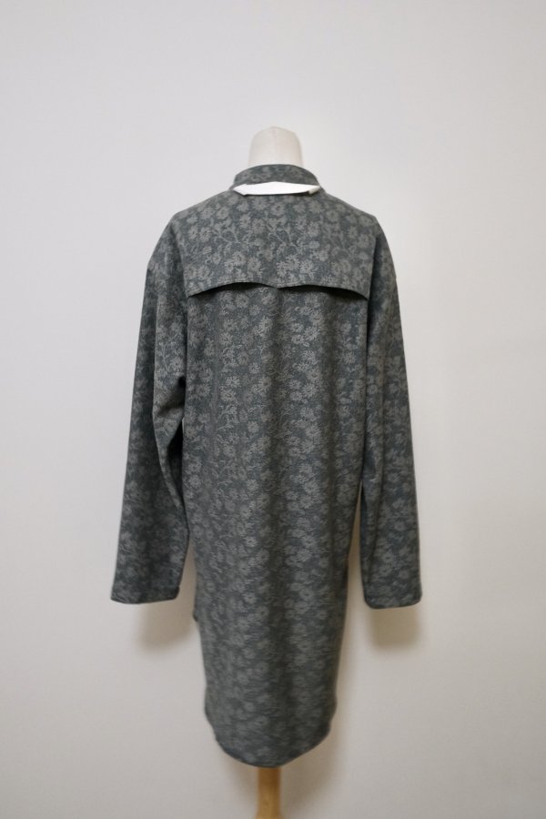 画像3: MERELY MADE( メアリーメイド)FLOWER JACQUARD LACE LONG SHIRTS / Forest Green (3)
