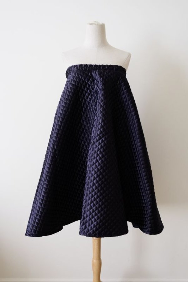 画像3: youmolaugh サテンキルティングスカート　NAVY (3)