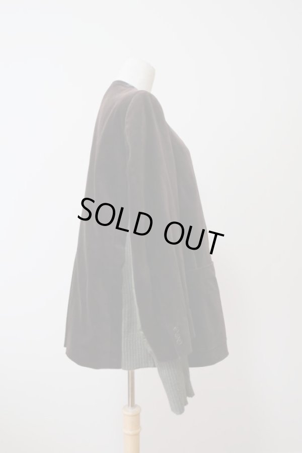 画像2: YuumiAria（ユウミアリア）No collar knit docking JK brown (2)