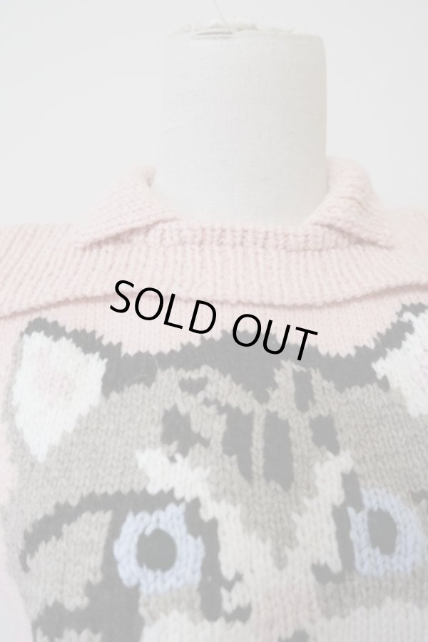 画像5: SIIILON Preps cat knit tops pink (5)