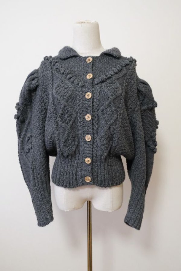 画像1: SIIILON Cathedral knit cardigan grey (1)