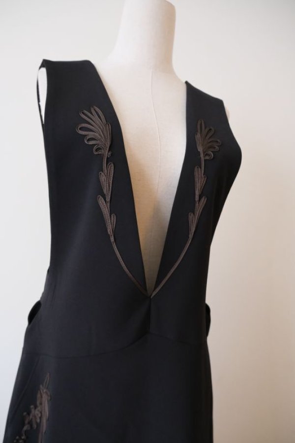 画像4: LOKITHO (ロキト)CORDEMB SALOPETTE SLIRT BLK×BR (4)