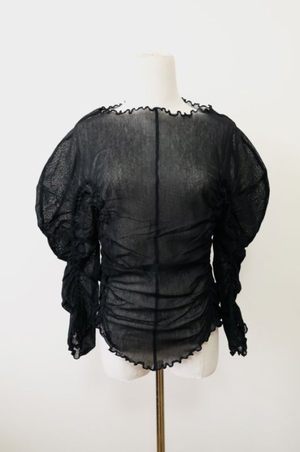 画像1: DECO depuis 1985 MESH GATHER TOPS black (1)