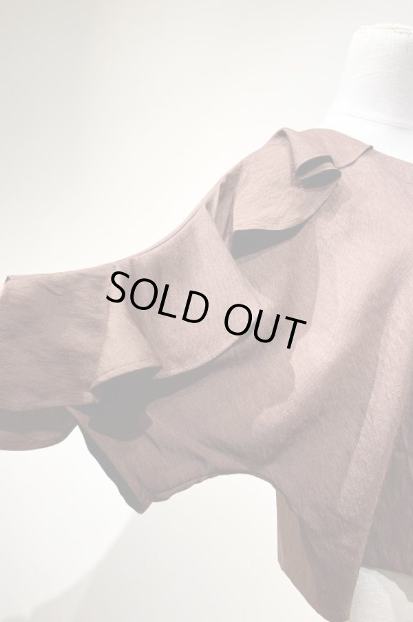 画像5: youmolaugh (ユーモラフ）シャンブレーラッフルプルオーバー　brown (5)