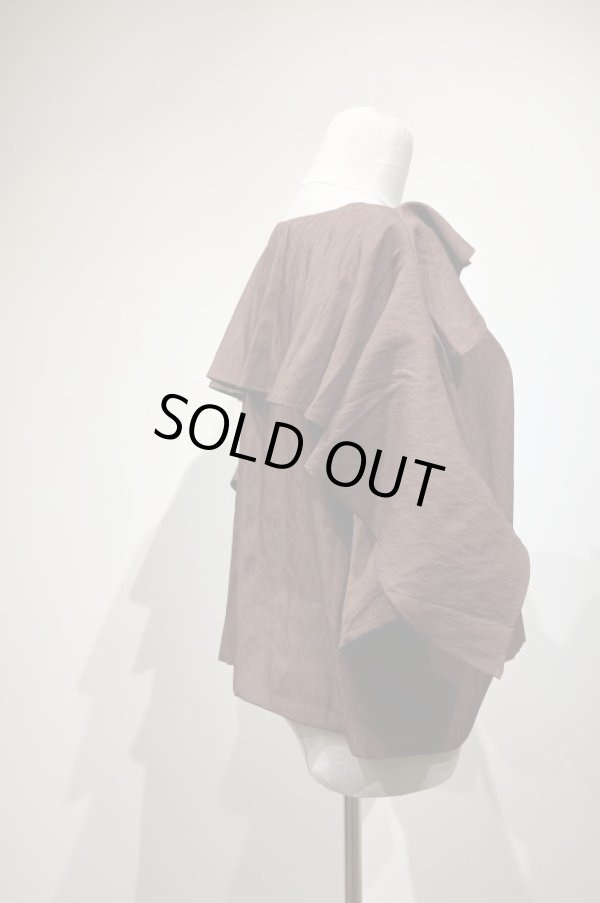 画像3: youmolaugh (ユーモラフ）シャンブレーラッフルプルオーバー　brown (3)