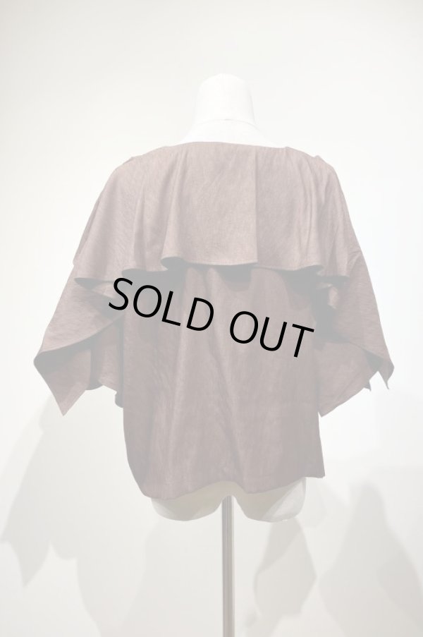 画像4: youmolaugh (ユーモラフ）シャンブレーラッフルプルオーバー　brown (4)