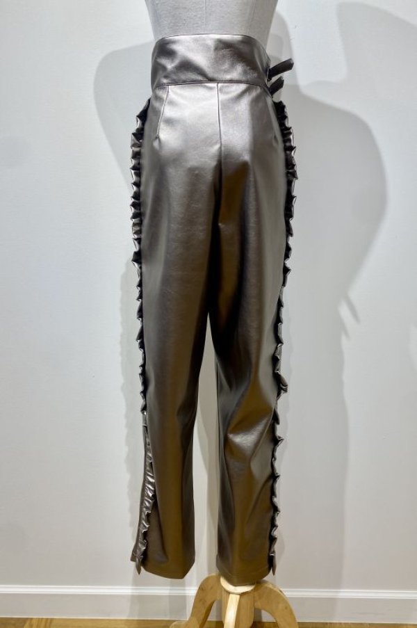 画像3: DECO depuis 1985  SIDE FRILL FAKE LEATHER PANTS silver (3)